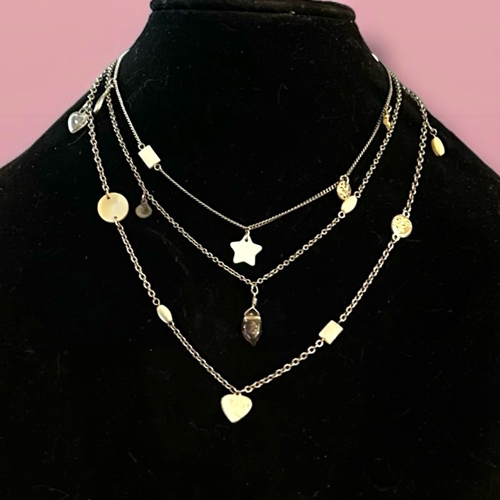 American Eagle Silver Tone Beach Theme Necklace - image 1